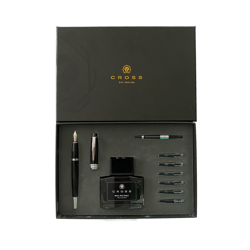 Cross Bailey Fountain Pen Gift Set in Black Lacquer - Medium Point