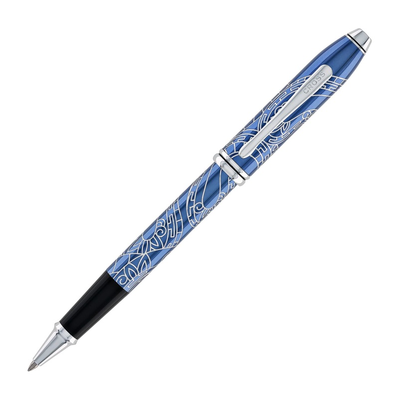 Cross Townsend Zodiac Rollerball Pen Year of the Snake in Blue Lacquer with Polished Chrome