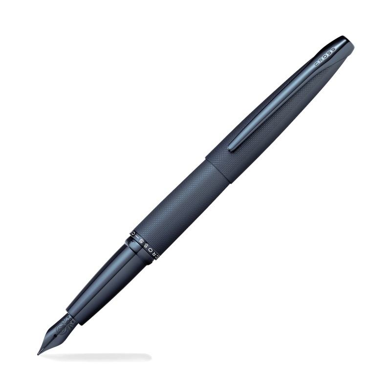 Cross ATX Fountain Pen in Sandblasted Dark Blue PVD with Etched Diamond Pattern