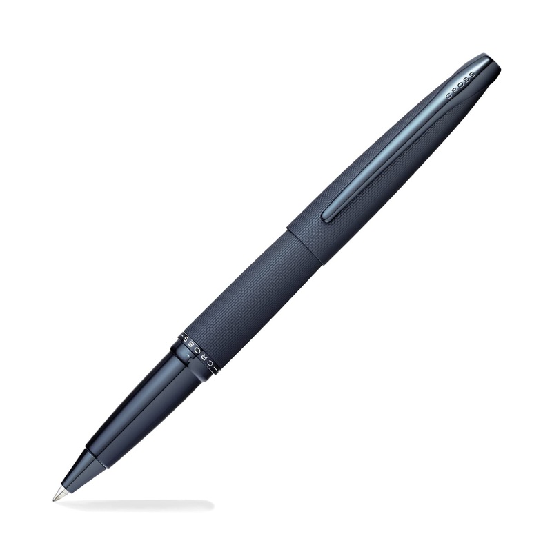 Cross ATX Rollerball Pen in Sandblasted Dark Blue PVD with Etched Diamond Pattern