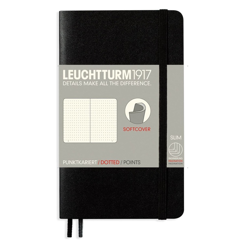Leuchtturm 1917 Pocket Softcover Notebook in Black in Dot Grid - A6
