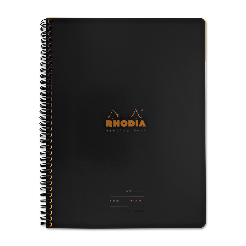 Rhodia Wiredbound Lined Meeting Book Notebook in Black - 9 x 11.75