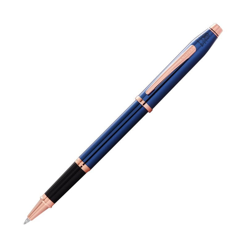 Cross Century II Selectip Rollerball Pen in Translucent Blue Lacquer with Rose Gold Trim