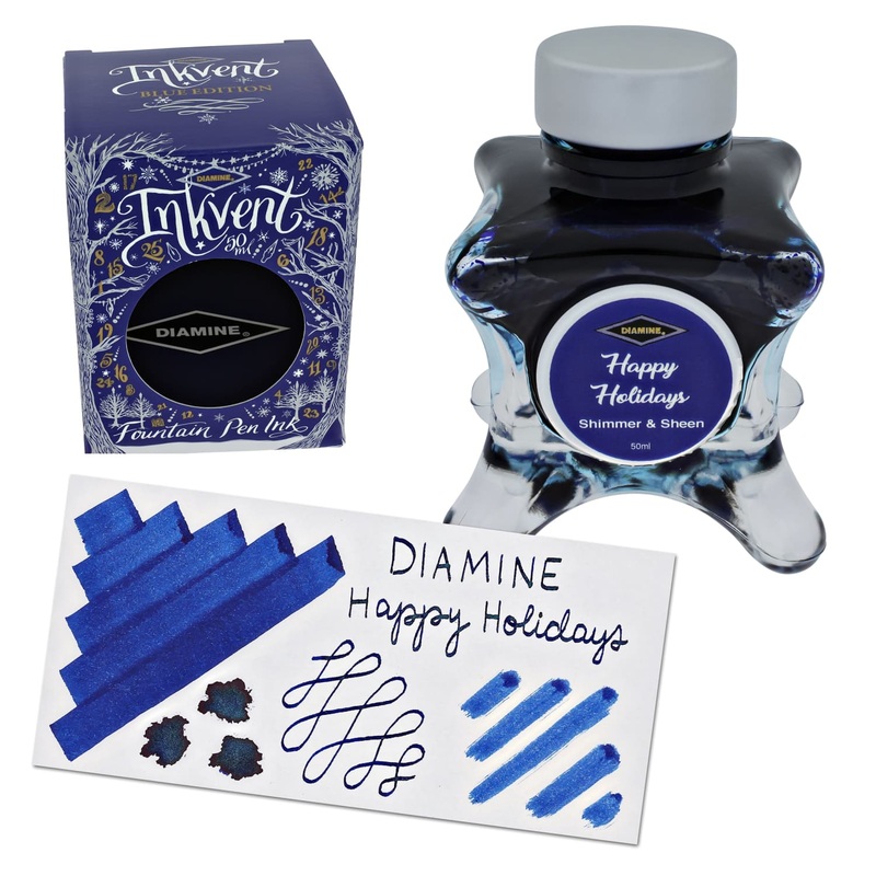 Diamine Inkvent Blue Edition Shimmer & Sheen Bottled Ink in Happy Holidays - 50 mL