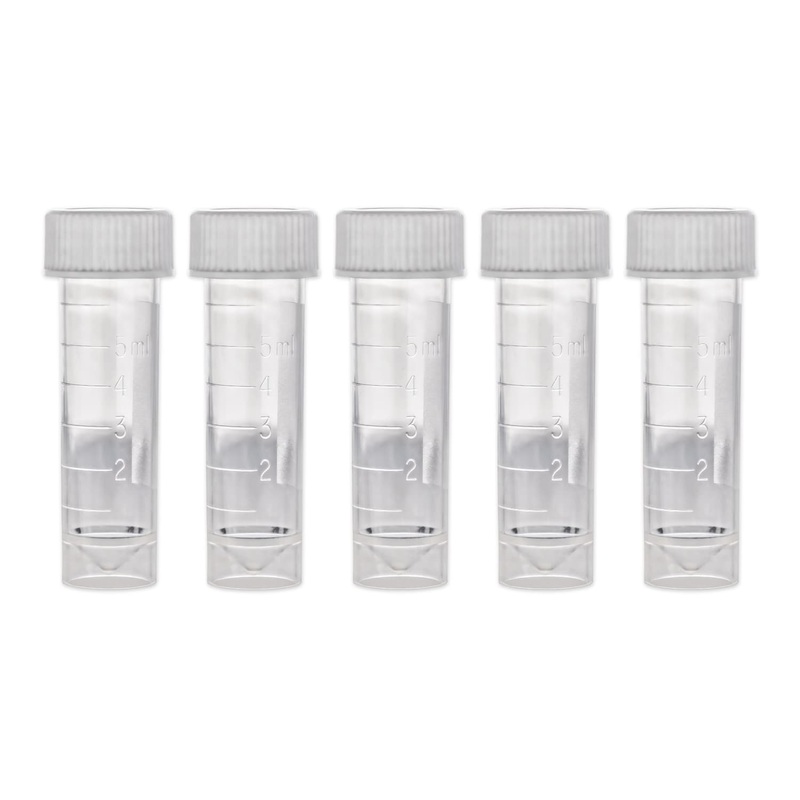 Empty Ink Vials for Samples - 5 Pack, Clear - Secure Twist-cap