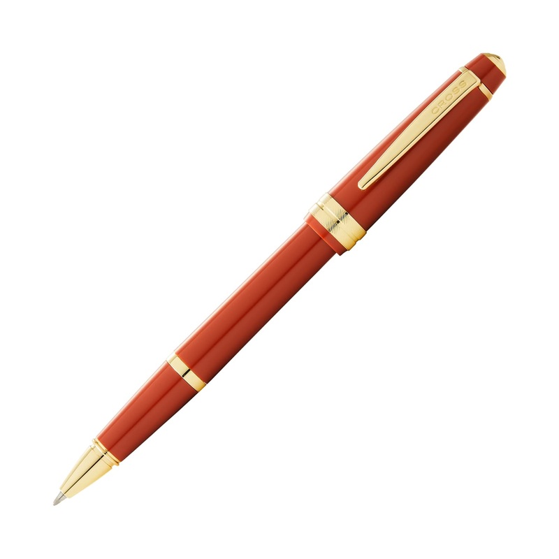 Cross Bailey Light Rollerball Pen in Glossy Burnt Orange Resin with Gold Trim