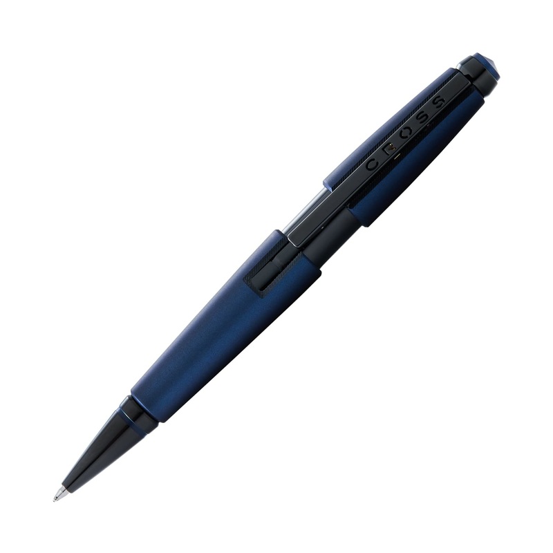 Cross Edge Capless Rollerball Pen in Matte Blue with Black PVD Trim