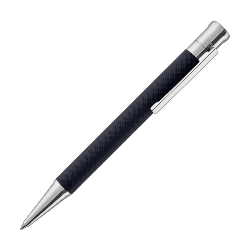 Otto Hutt Design 04 Ballpoint Pen in Blue with Checkered Guilloche Cap