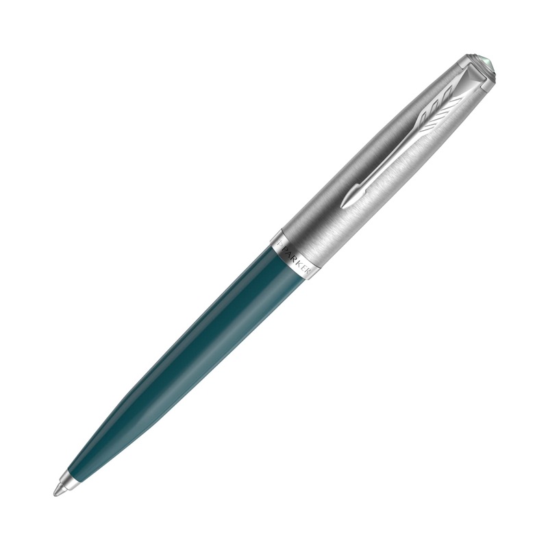 Parker 51 Ballpoint Pen in Teal Blue with Chrome Trim