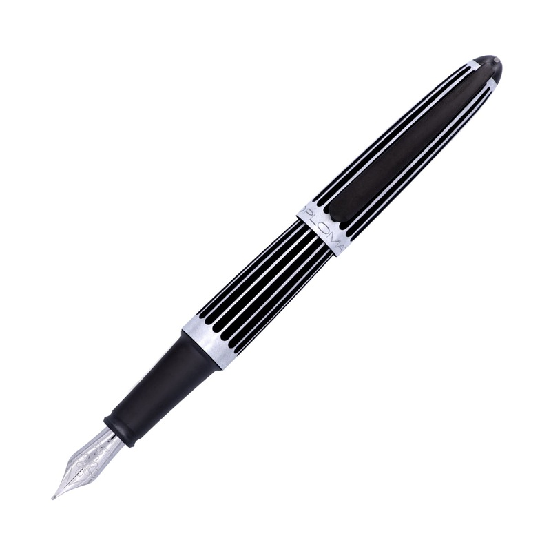 Diplomat Aero Fountain Pen in Stripes Black