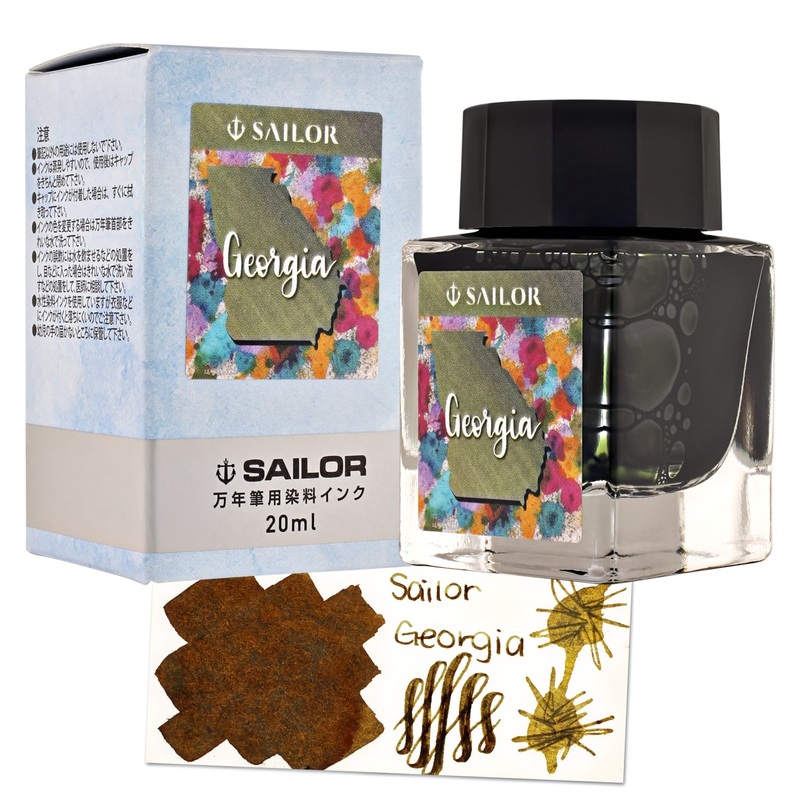 Sailor USA State Bottled Ink in Georgia (Olive) - 20 mL