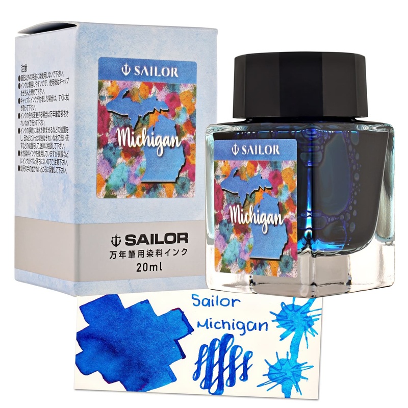 Sailor USA State Bottled Ink in Michigan (Blue) - 20 mL
