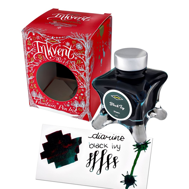 Diamine Inkvent Red Edition Sheen Bottled Ink in Black Ivy - 50 mL