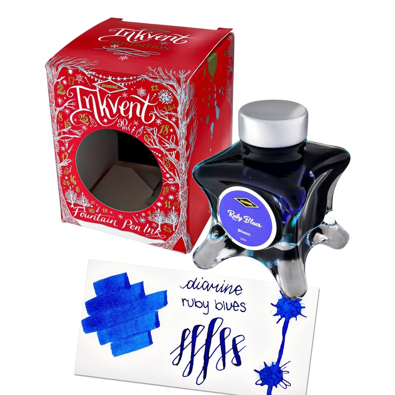 Diamine Inkvent Red Edition Sheen Bottled Ink in Ruby Blues - 50 mL
