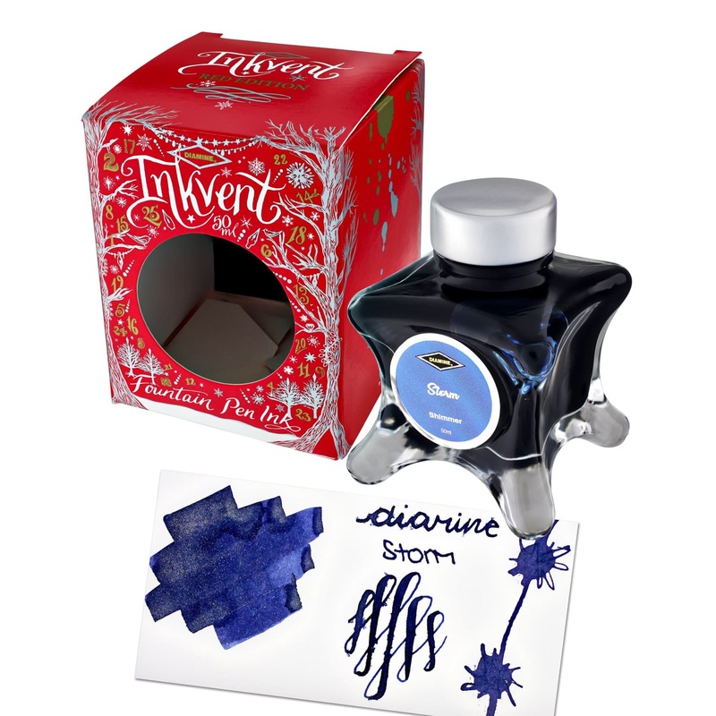 Diamine Inkvent Red Edition Shimmer Bottled Ink in Blue Grey Storm - 50 mL