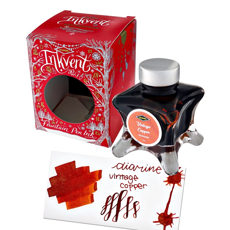 Diamine Inkvent Red Edition Shimmer Bottled Ink in Orange Gold Vintage Copper - 50 mL