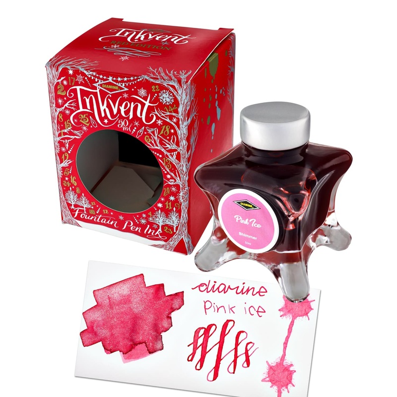 Diamine Inkvent Red Edition Shimmer Bottled Ink in Pink Ice - 50 mL