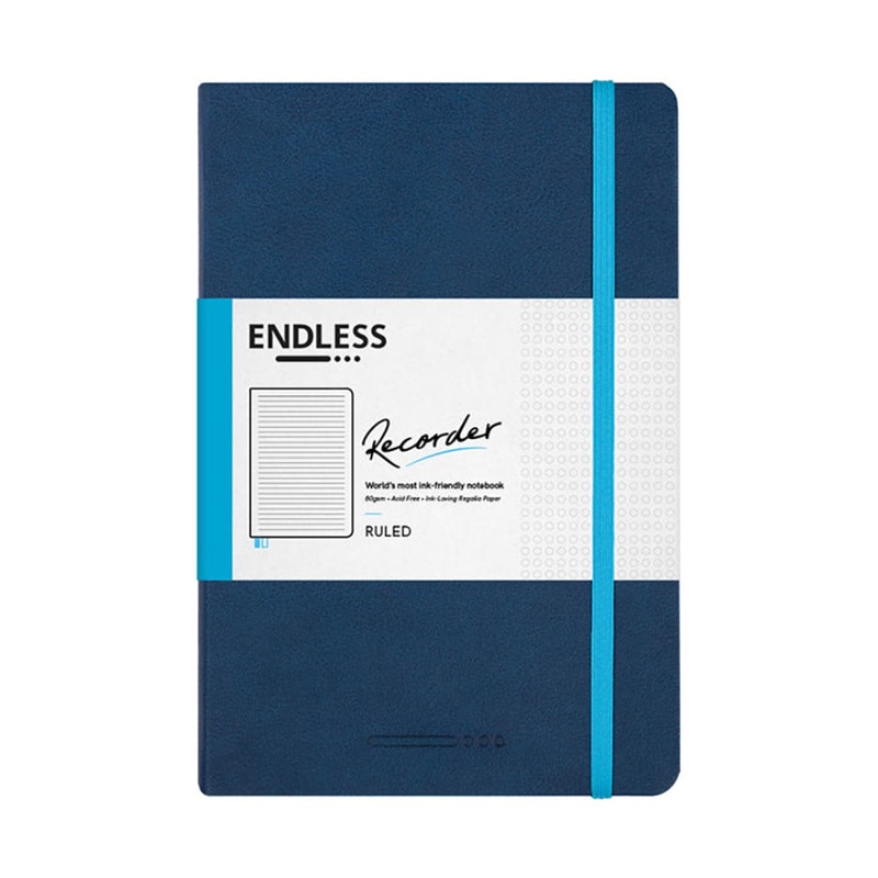 Endless Recorder A5 Notebook in Deep Ocean with the 80gsm Regalia Paper - Ruled
