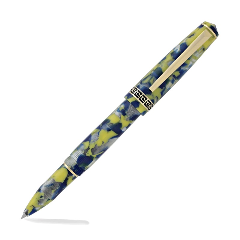 Laban Rosa Rollerball Pen in Blue and Yellow Marbled