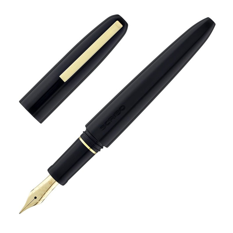 Scribo Piuma Fountain Pen in Luce Black 18K Gold Nib