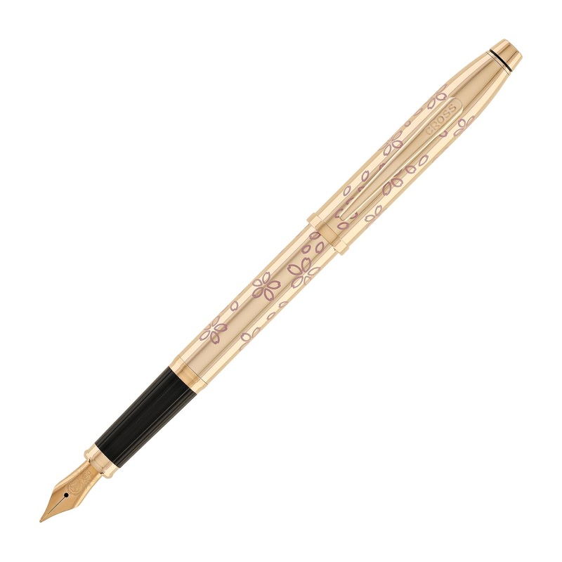 Cross Century II Cherry Blossom Fountain Pen in Rose Gold Plated with Polished Rose Gold Trim