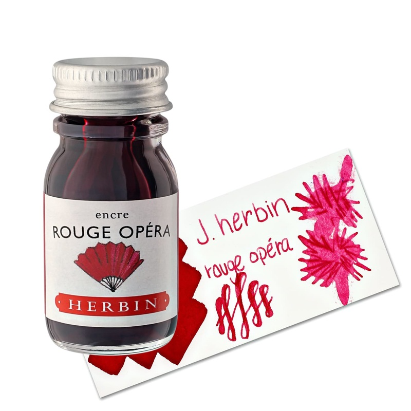J. Herbin Rouge Opra (Red Opera) Bottled Fountain Pen Ink and Cartidges