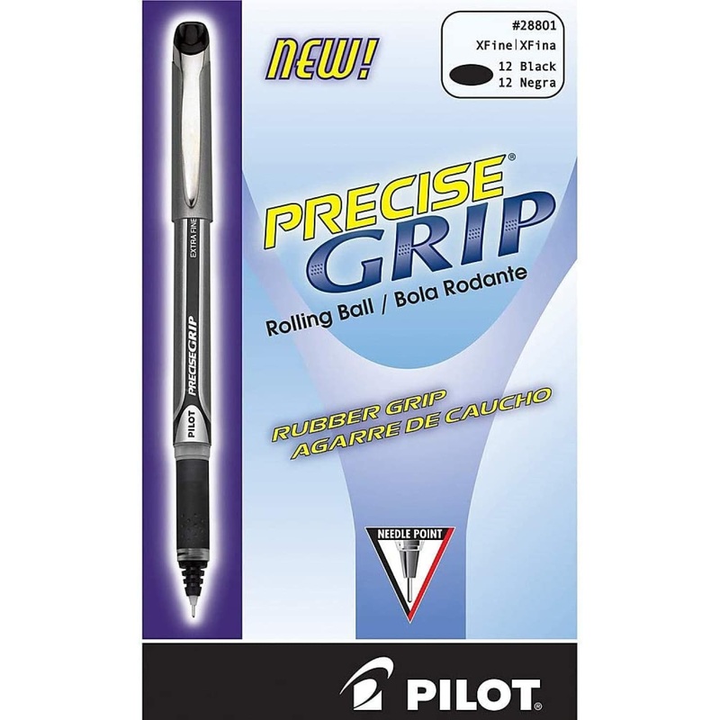 Pilot Precise Grip Rollerball Pen in Black - Pack of 12