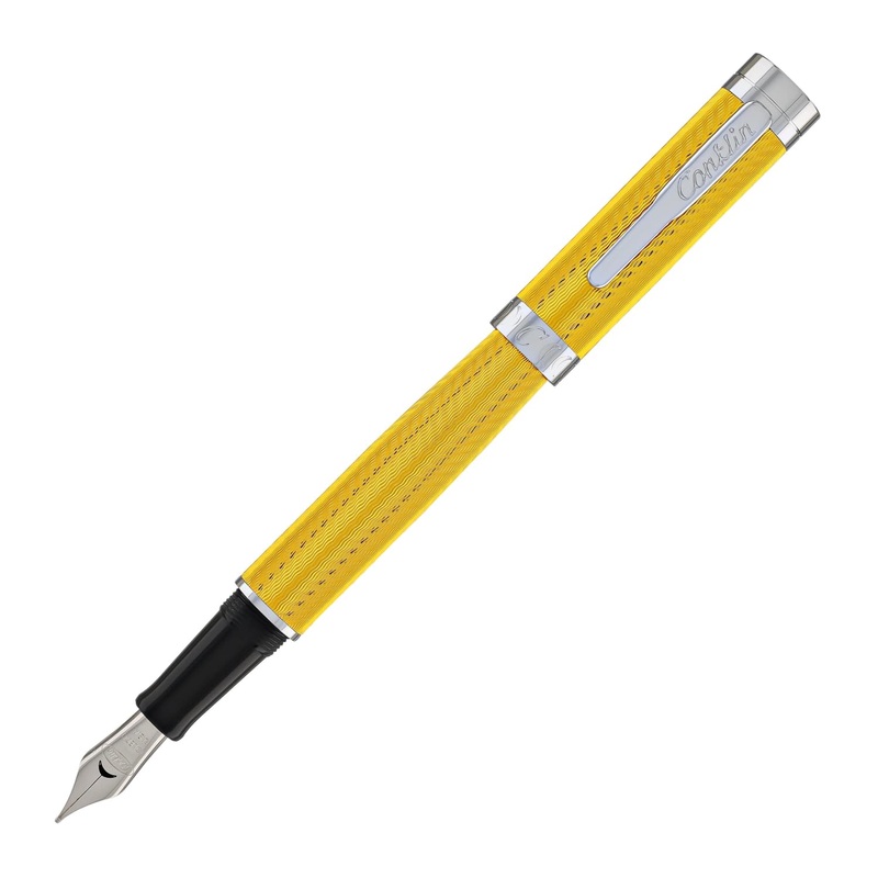 Conklin Herringbone Signature Fountain Pen in Yellow