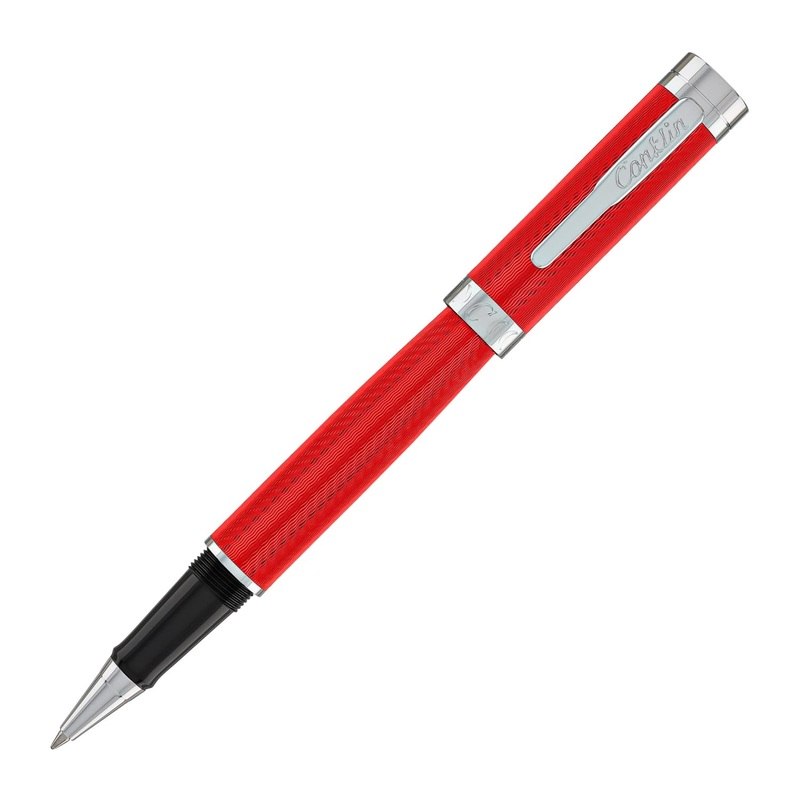 Conklin Herringbone Signature Rollerball Pen in Red