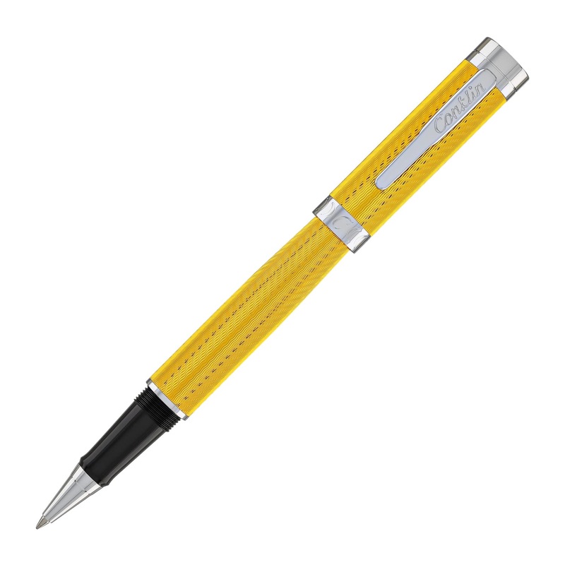 Conklin Herringbone Signature Rollerball Pen in Yellow