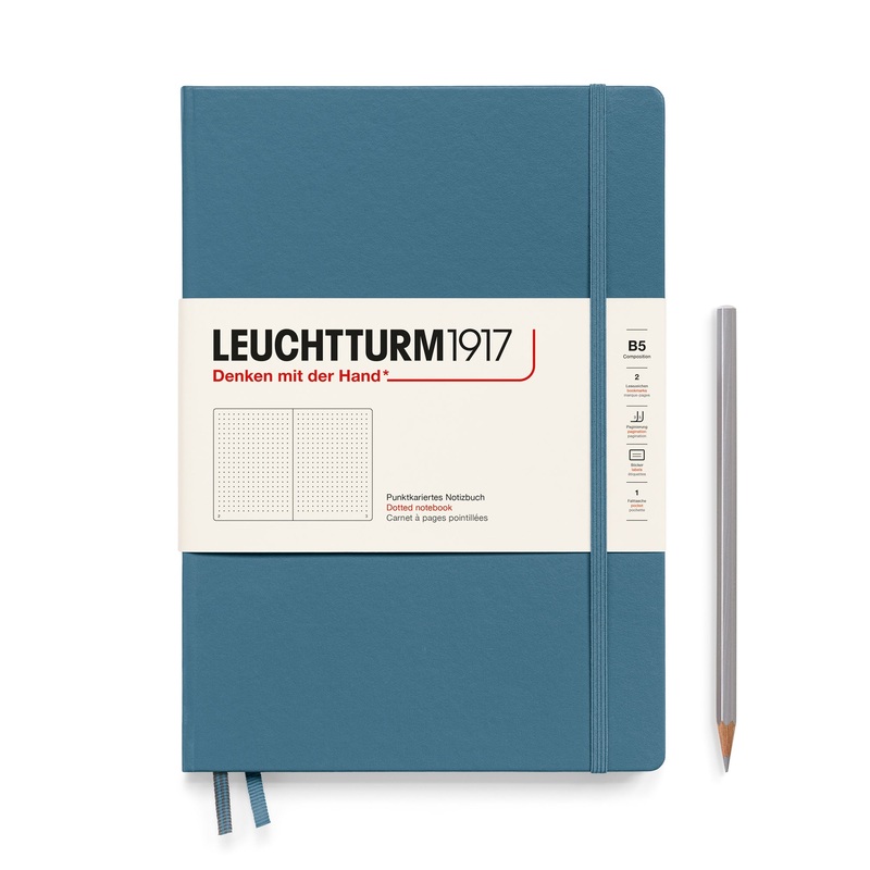 Leuchtturm 1917 Composition Hardcover Dot Grid Notebook in Stone Blue - B5