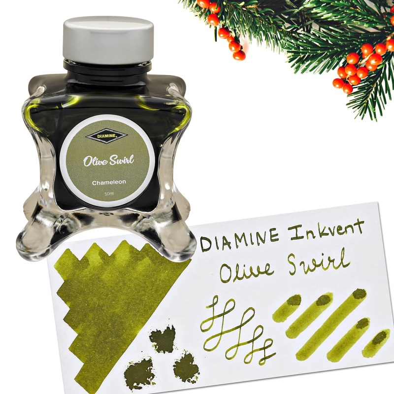 Diamine Inkvent Green Edition Chameleon Bottled Ink in Olive Swirl - 50 mL