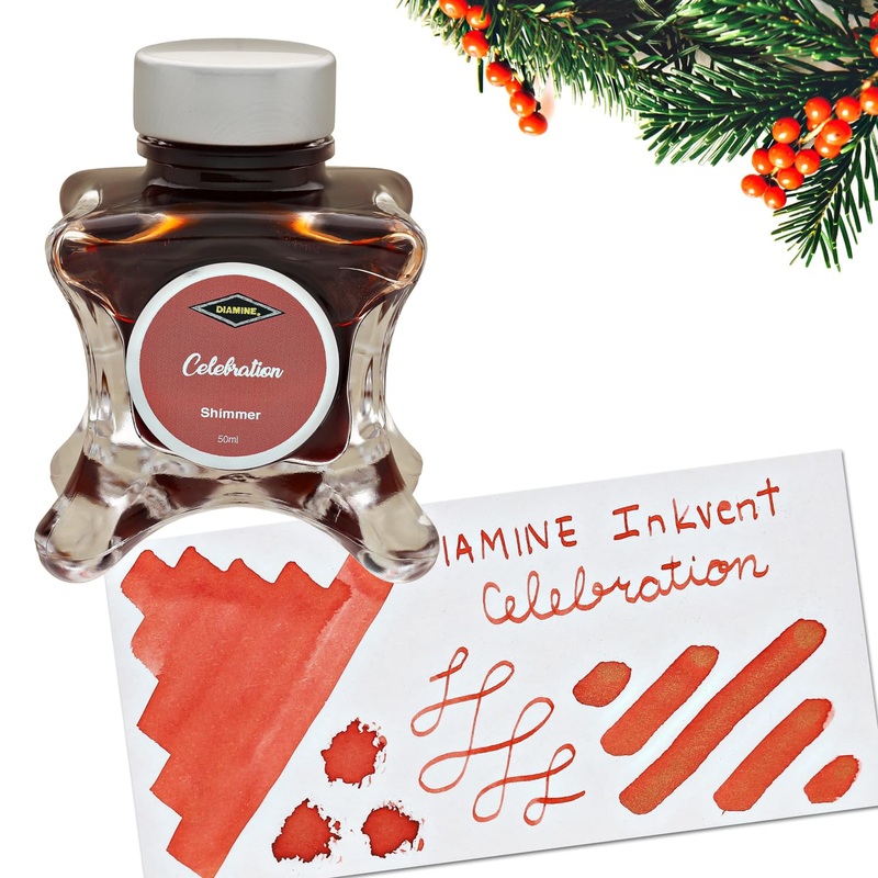 Diamine Inkvent Green Edition Shimmer Bottled Ink in Celebration - 50 mL