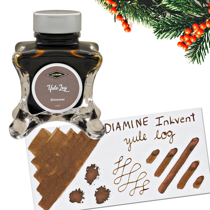 Diamine Inkvent Green Edition Shimmer Bottled Ink in Yule Log - 50 mL