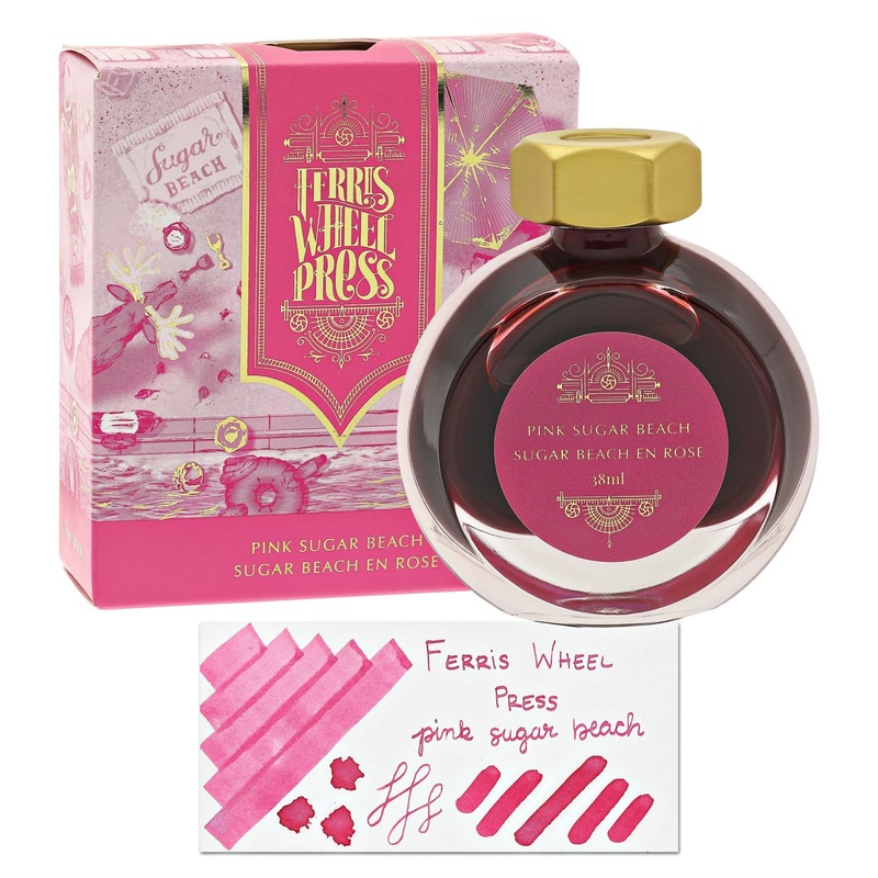 Ferris Wheel Press in Pink Sugar Beach Shimmer Bottle Ink - 38 mL