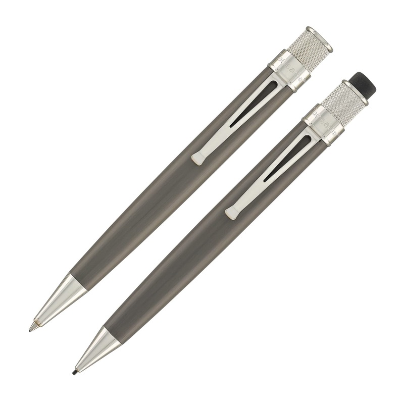 Retro 51 Tornado Rollerball and 1.15 Mechanical Pencil Set in Black Nickel Platinum