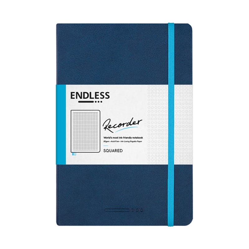 Endless Recorder A5 Notebook in Deep Ocean with the 80gsm Regalia Paper - Squared