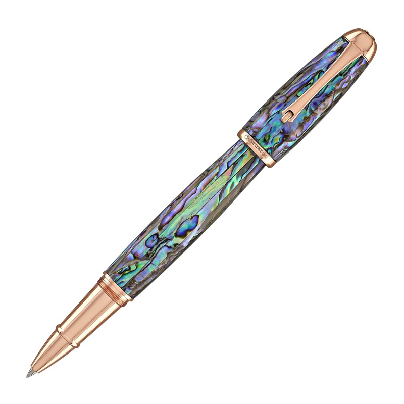 Monteverde Super Mega Rollerball Pen in Abalone with Rosegold Trim