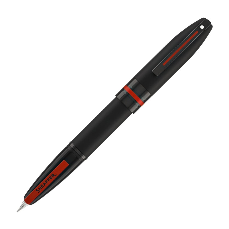 Sheaffer Icon Fountain Pen in Matte Black Lacquer with Red PVD Trim - Medium Point