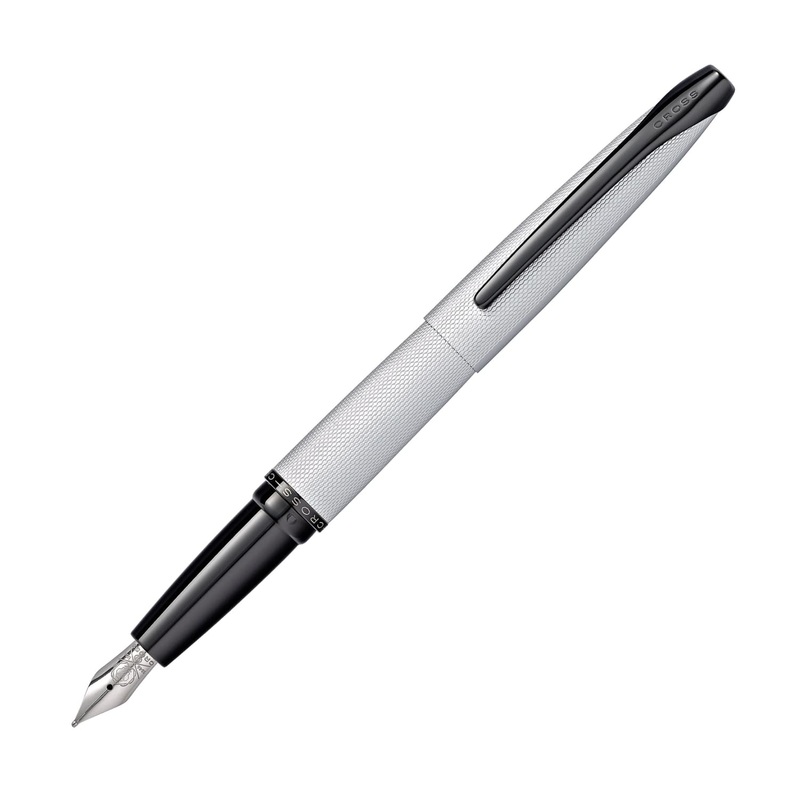 Cross ATX Fountain Pen in Brushed Chrome with Etched Diamond Pattern