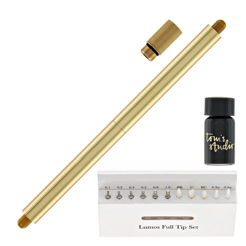 Tom's Studio Lumos Pro Refillable Duo Tip Pen in Brass - Special Edition