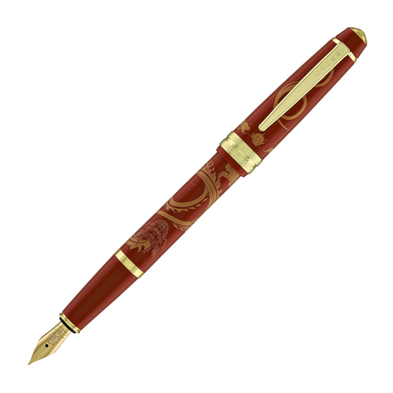 Cross Bailey Light Year of the Dragon Fountain Pen in Polished Amber Resin and Gold Tone