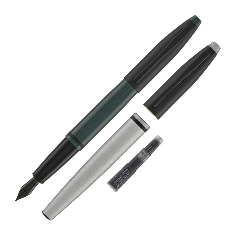Cross Calais Fountain Pen in Matte Green + Matte Grey Combo - Fine Point