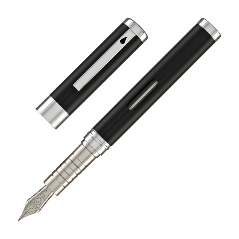 Diplomat Nexus Fountain Pen in Black/Chrome