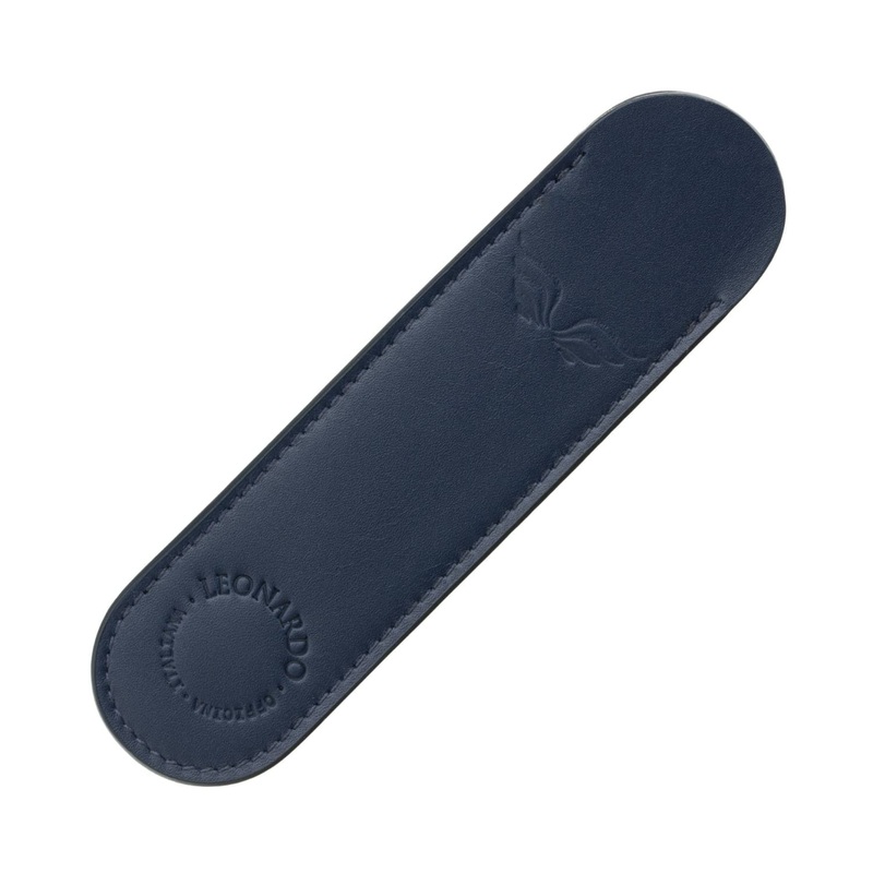 Leonardo Leather Single Pen Sleeve - Blue