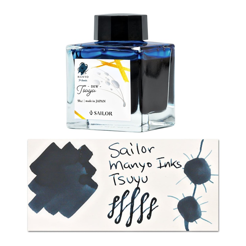 Sailor Manyo 5th Anniversary Bottled Ink in 'Tsuyu' Dew (Blue) - 50 mL