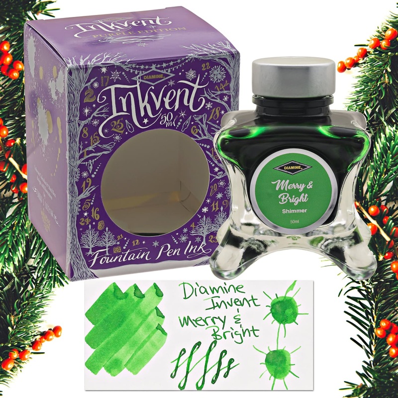 Diamine Inkvent Purple Edition Shimmer Bottled Ink in Merry & Bright - 50 mL