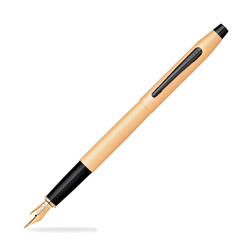 Cross Classic Century Fountain Pen in Brushed Rose Gold PVD with Diamond Engraving