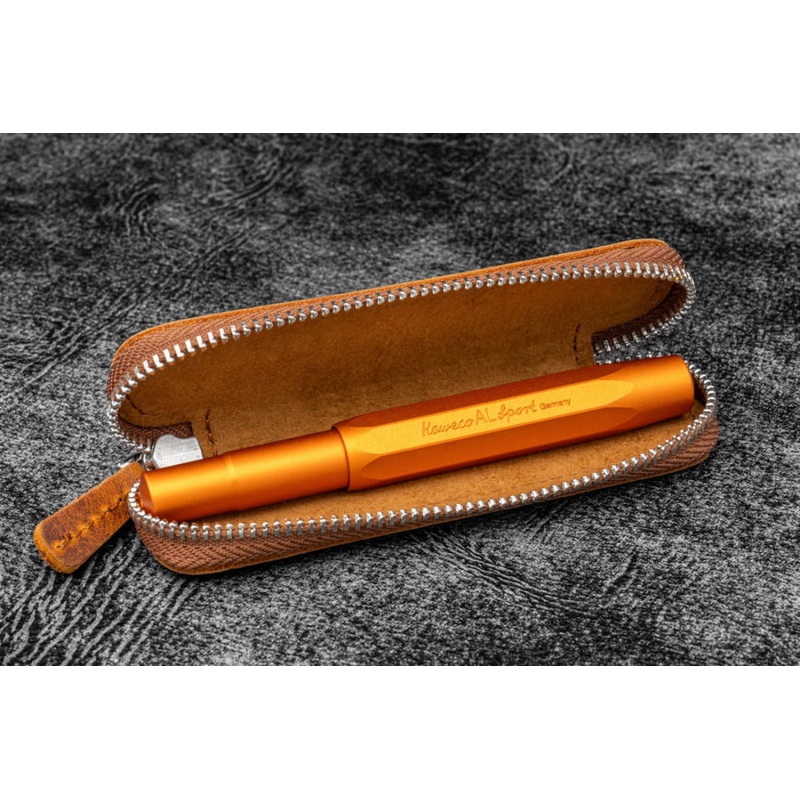 Galen Leather 1 Pen Case for Kaweco - Pocket Pen in Crazy Horse Brown