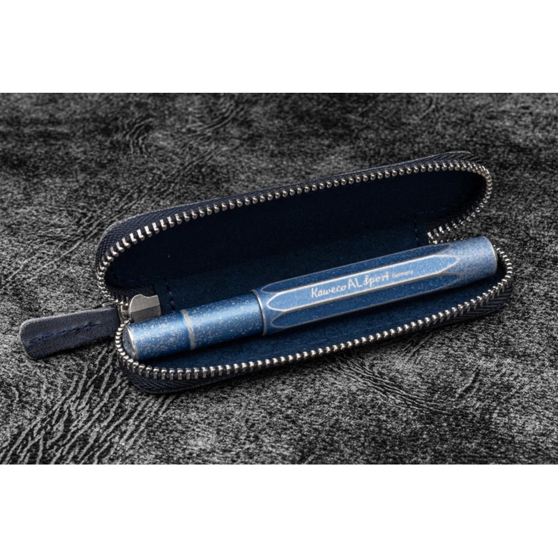 Galen Leather 1 Pen Case for Kaweco - Pocket Pen in Crazy Horse Navy Blue